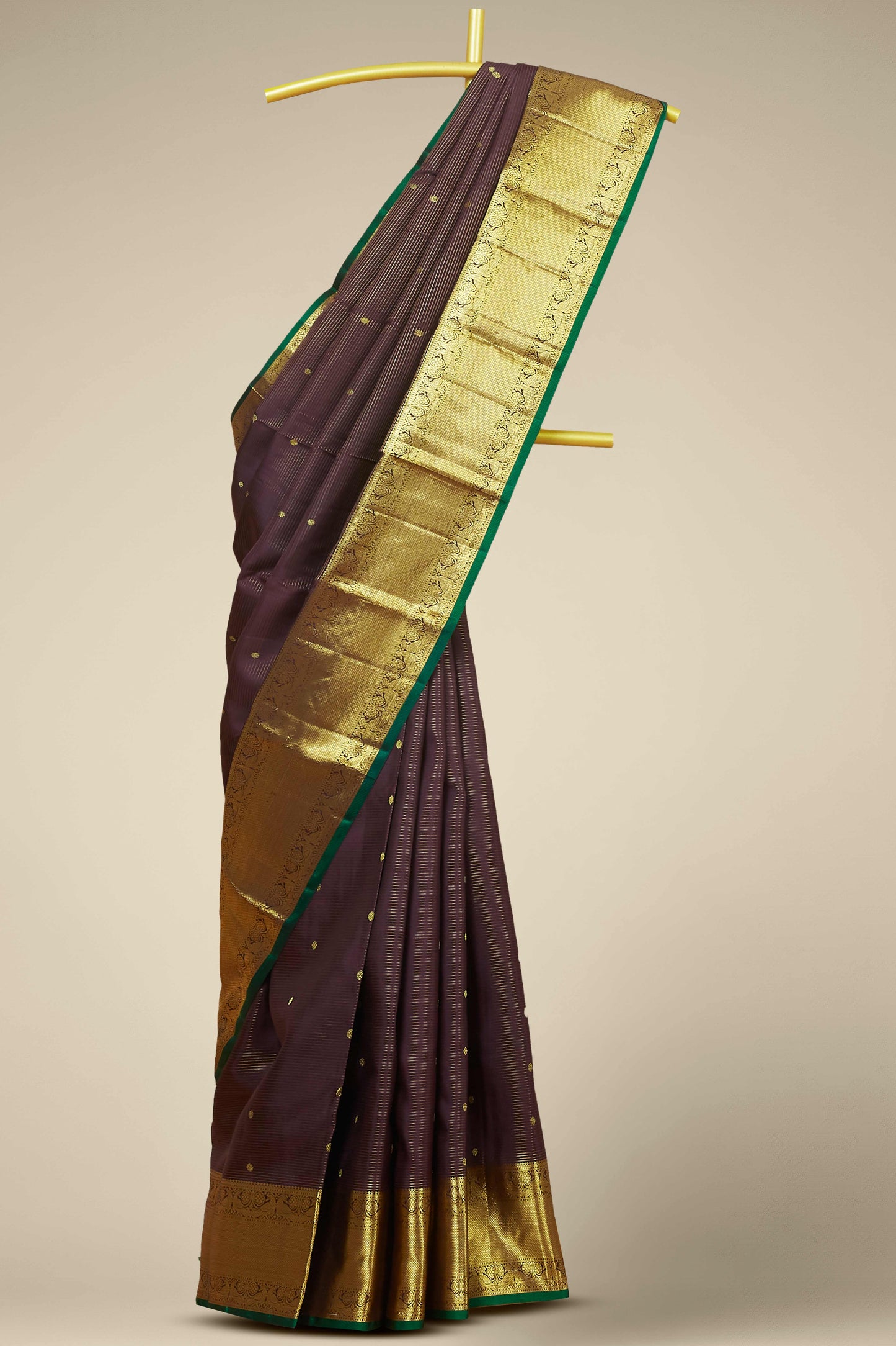 Deep plum silk saree