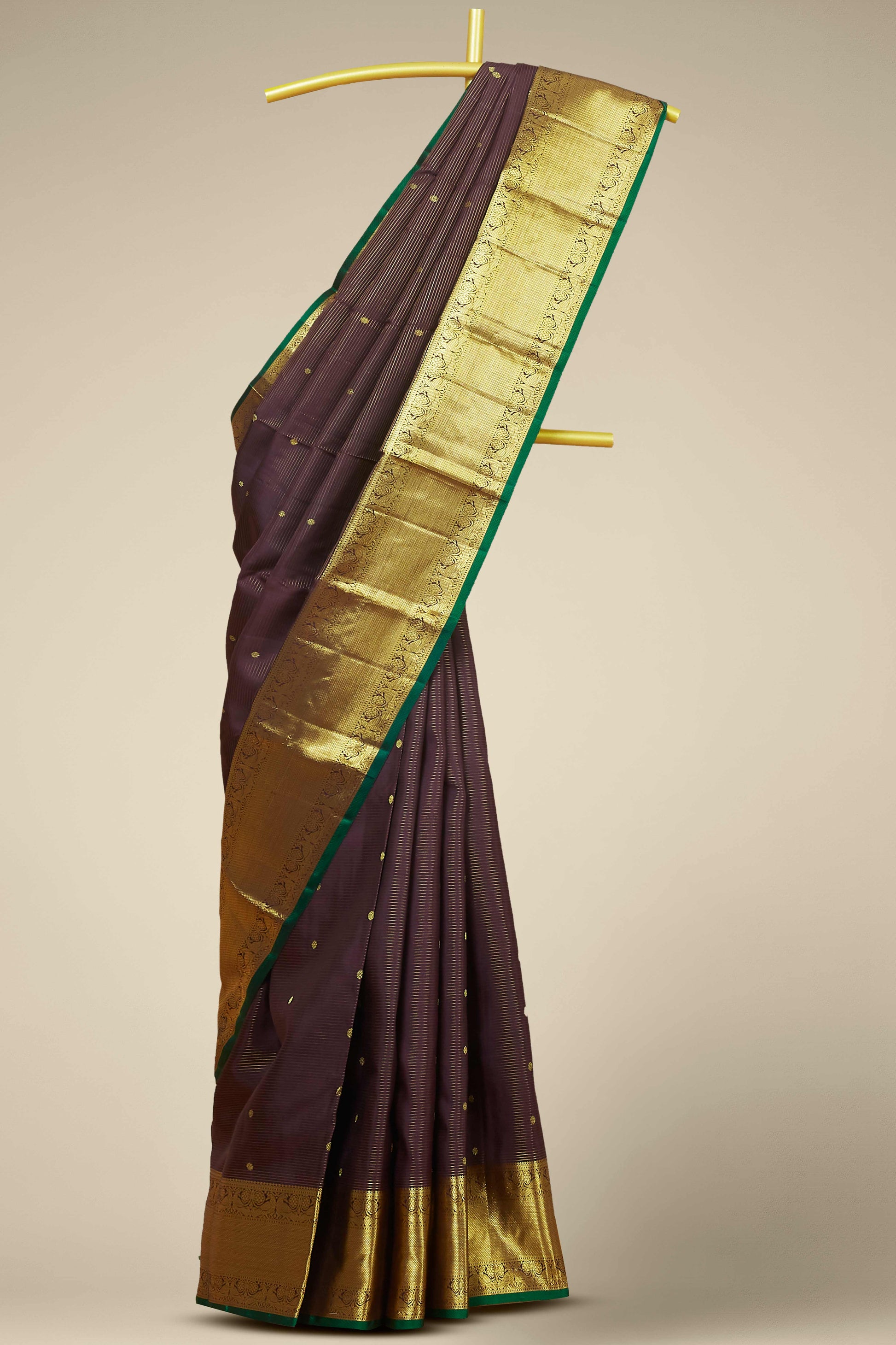 Deep plum silk saree