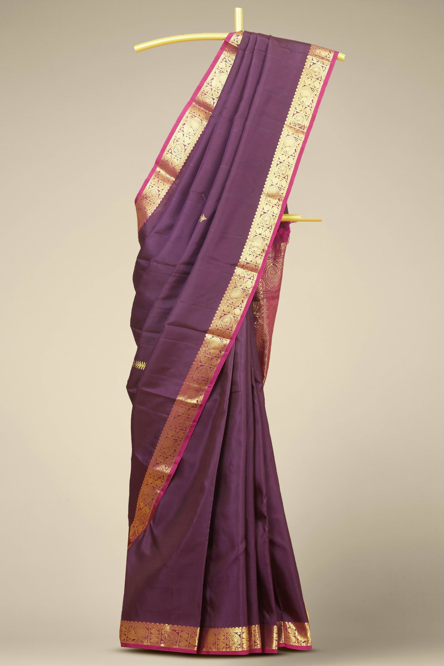 Deep purple pure silk saree