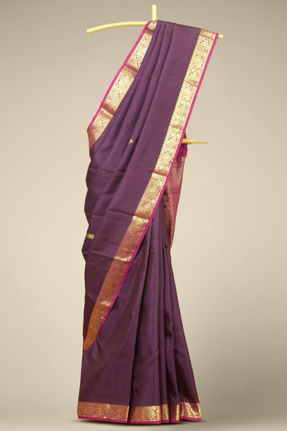 Deep purple pure silk saree