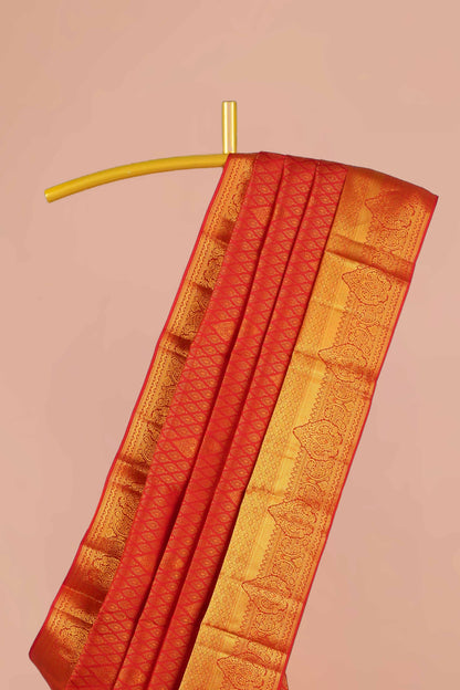 Deep red traditional silk saree