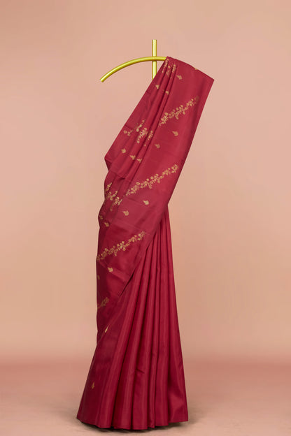 Deep wine traditional silk sarees
