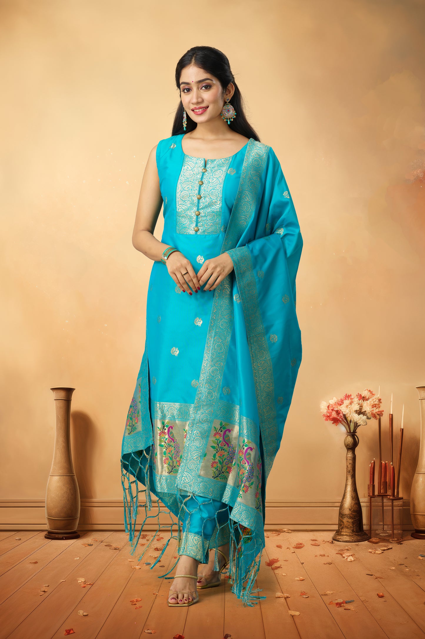 Designer blue festive suit