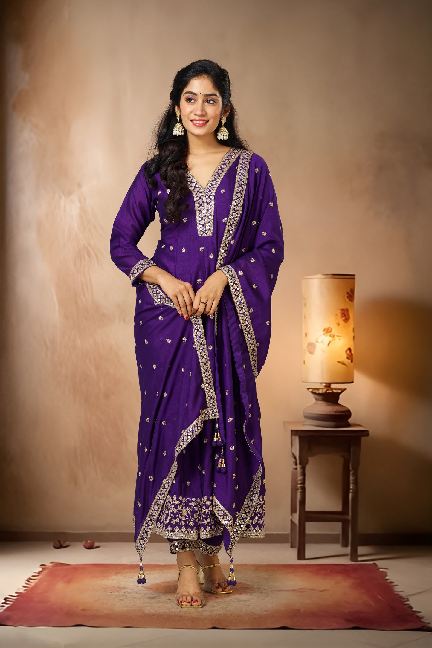 Designer bordered ethnic suit