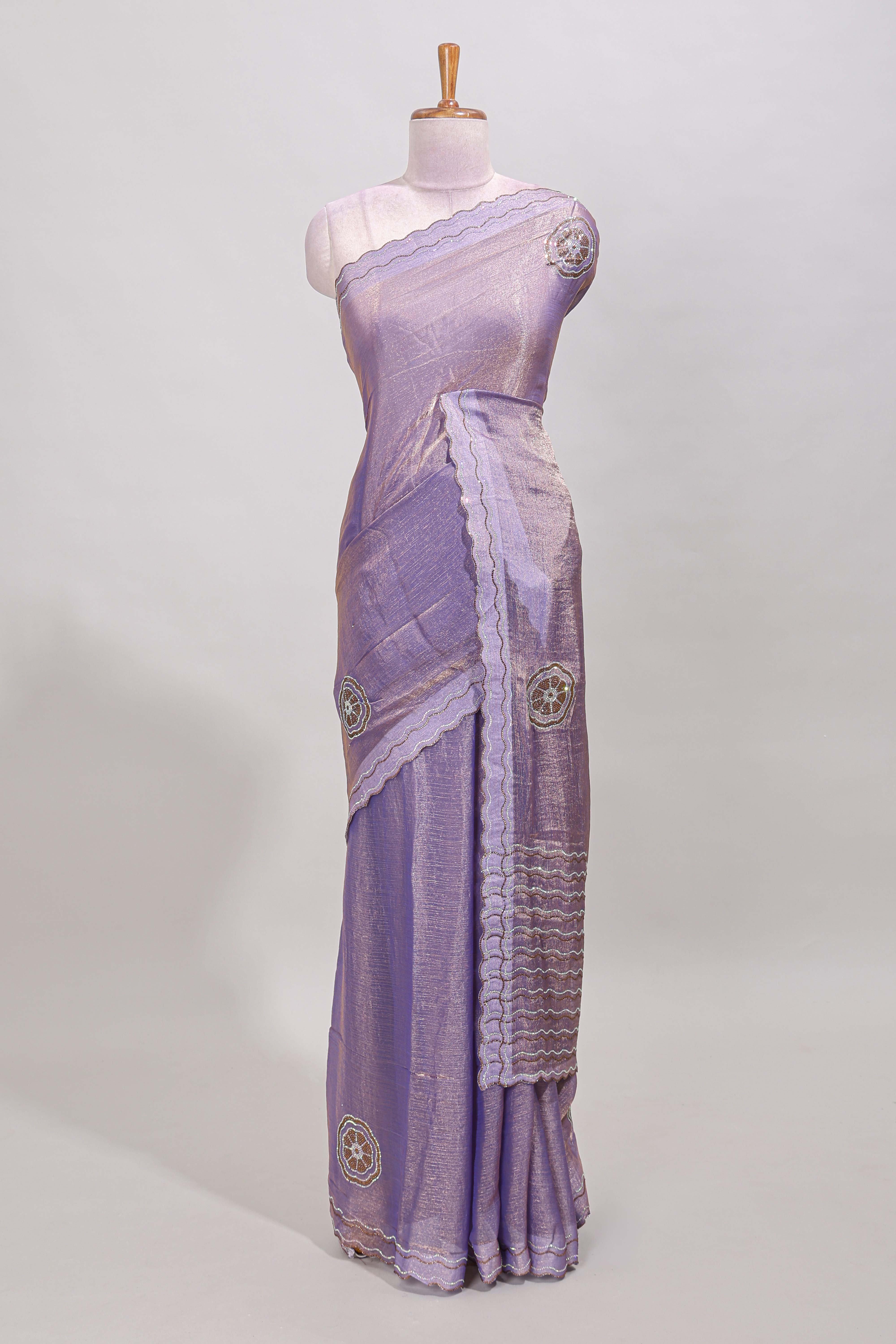 Designer lavender color saree