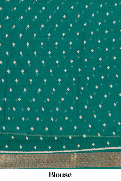 Designer peacock green dupion silk saree