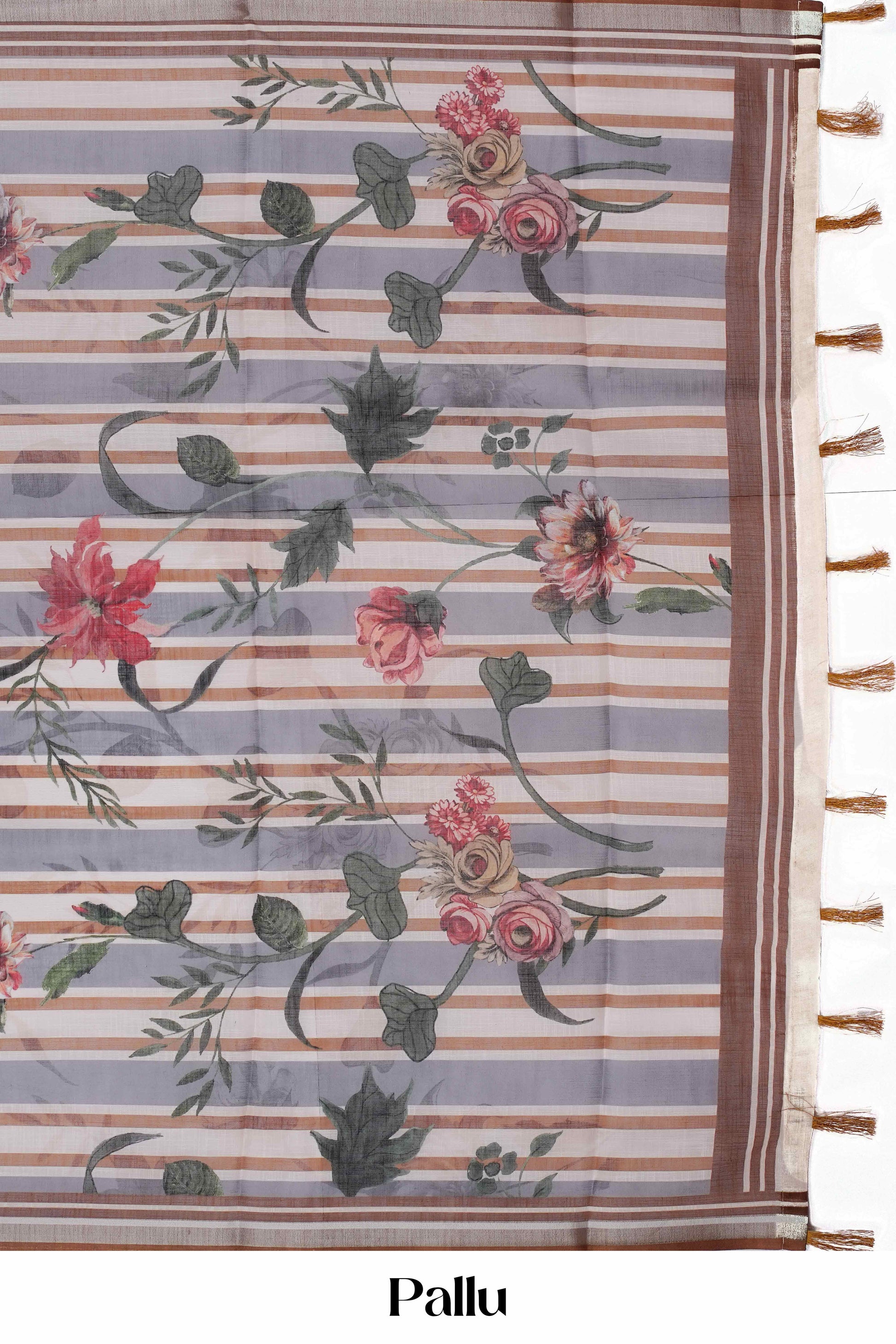 Designer printed linen saree
