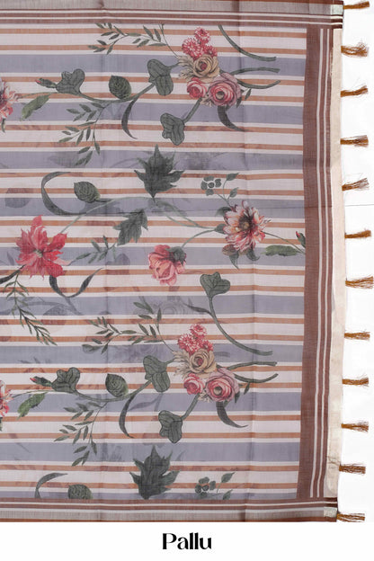 Designer printed linen saree