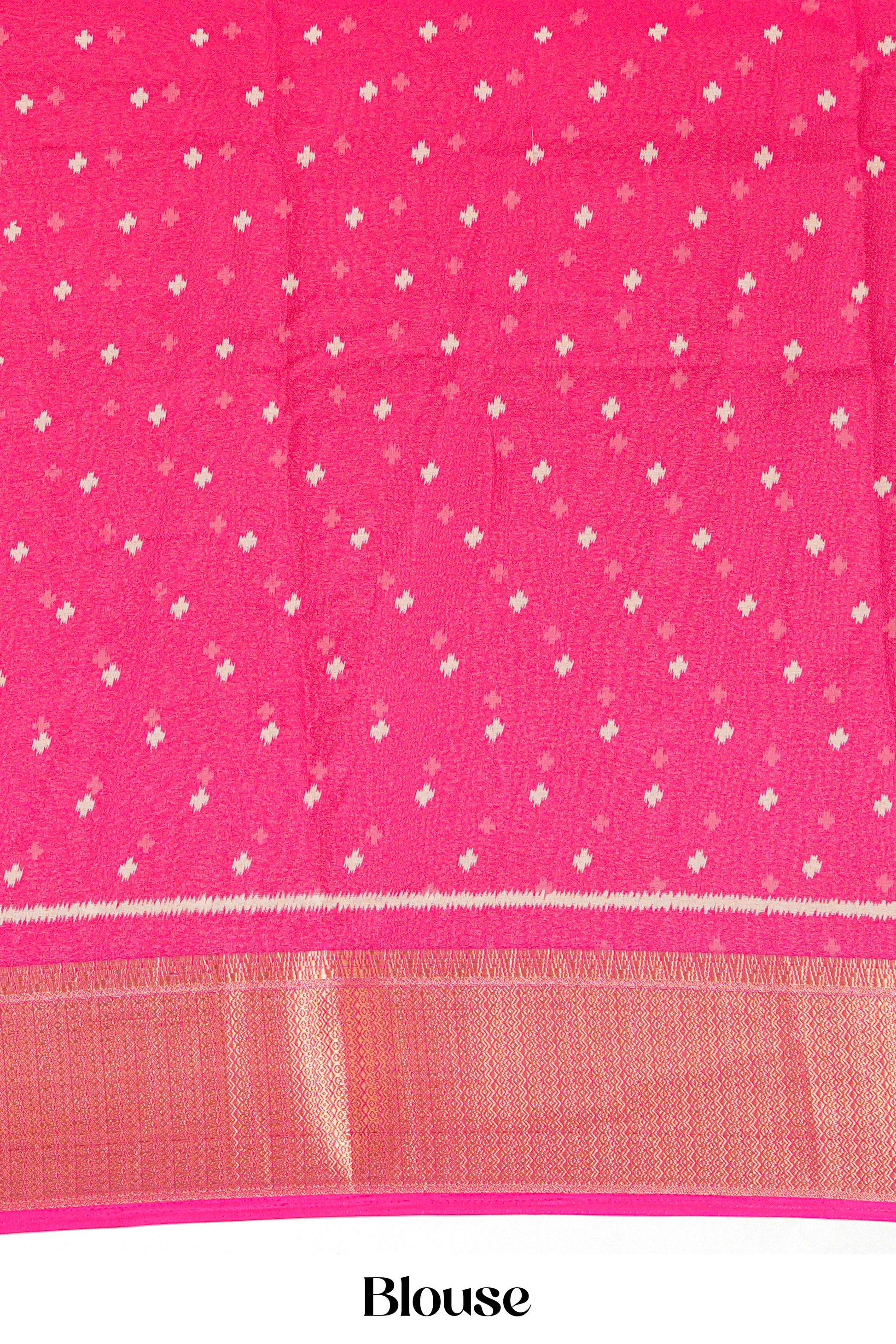 Designer rani pink ikkat silk saree