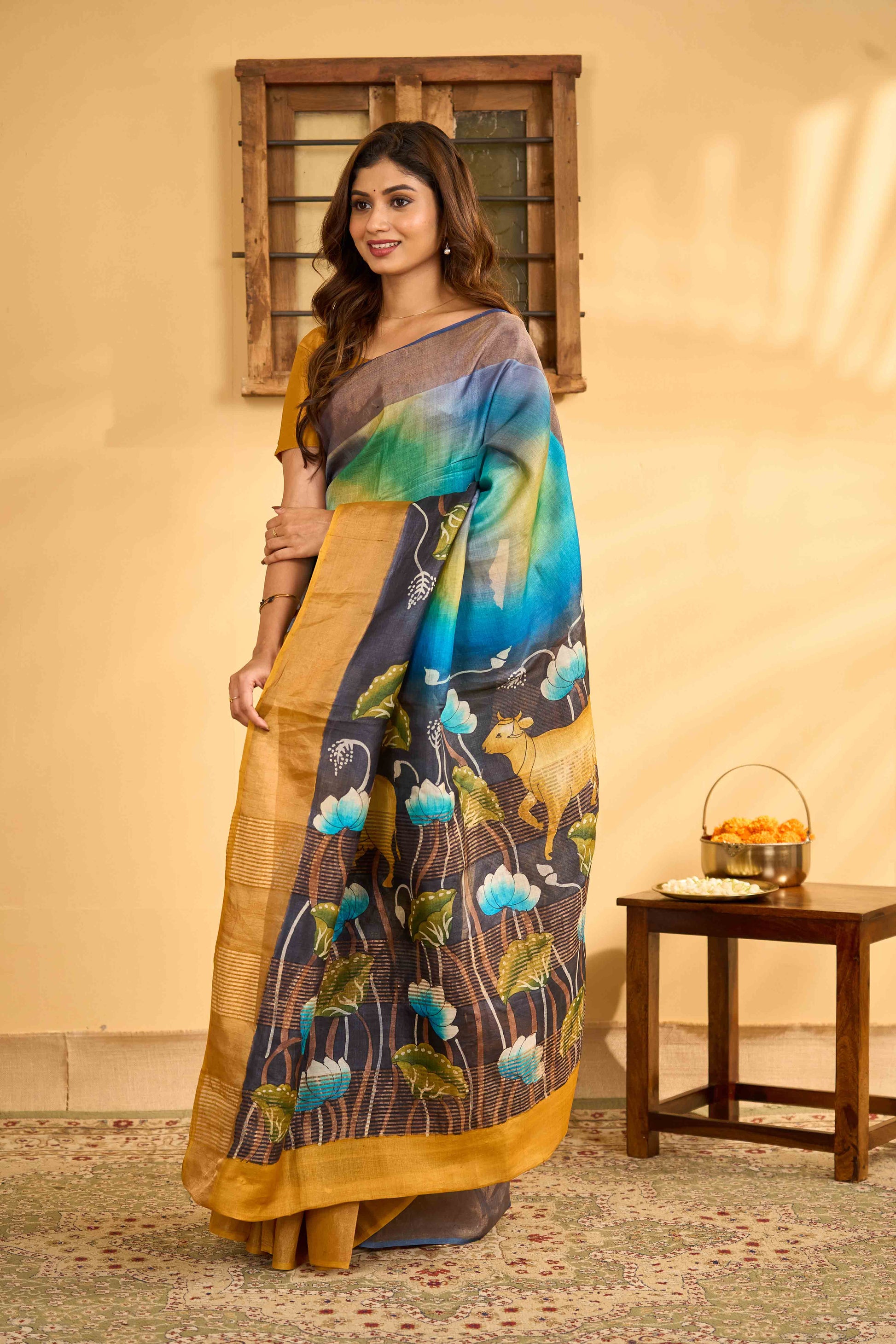 Designer tussar silk saree online