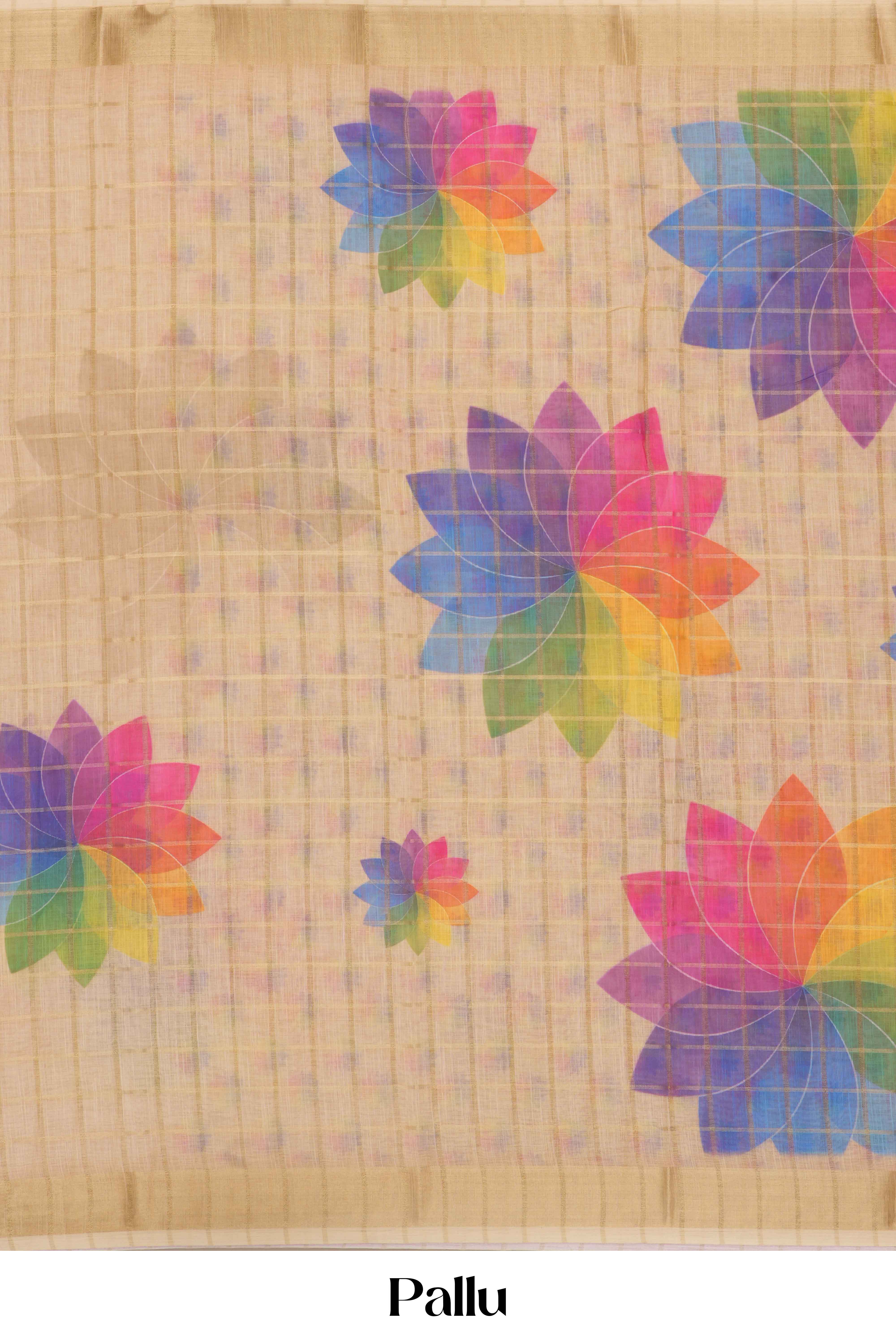 Digital print linen sareeSubtle motif linen saree