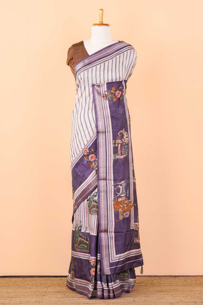  Digital stripe print saree