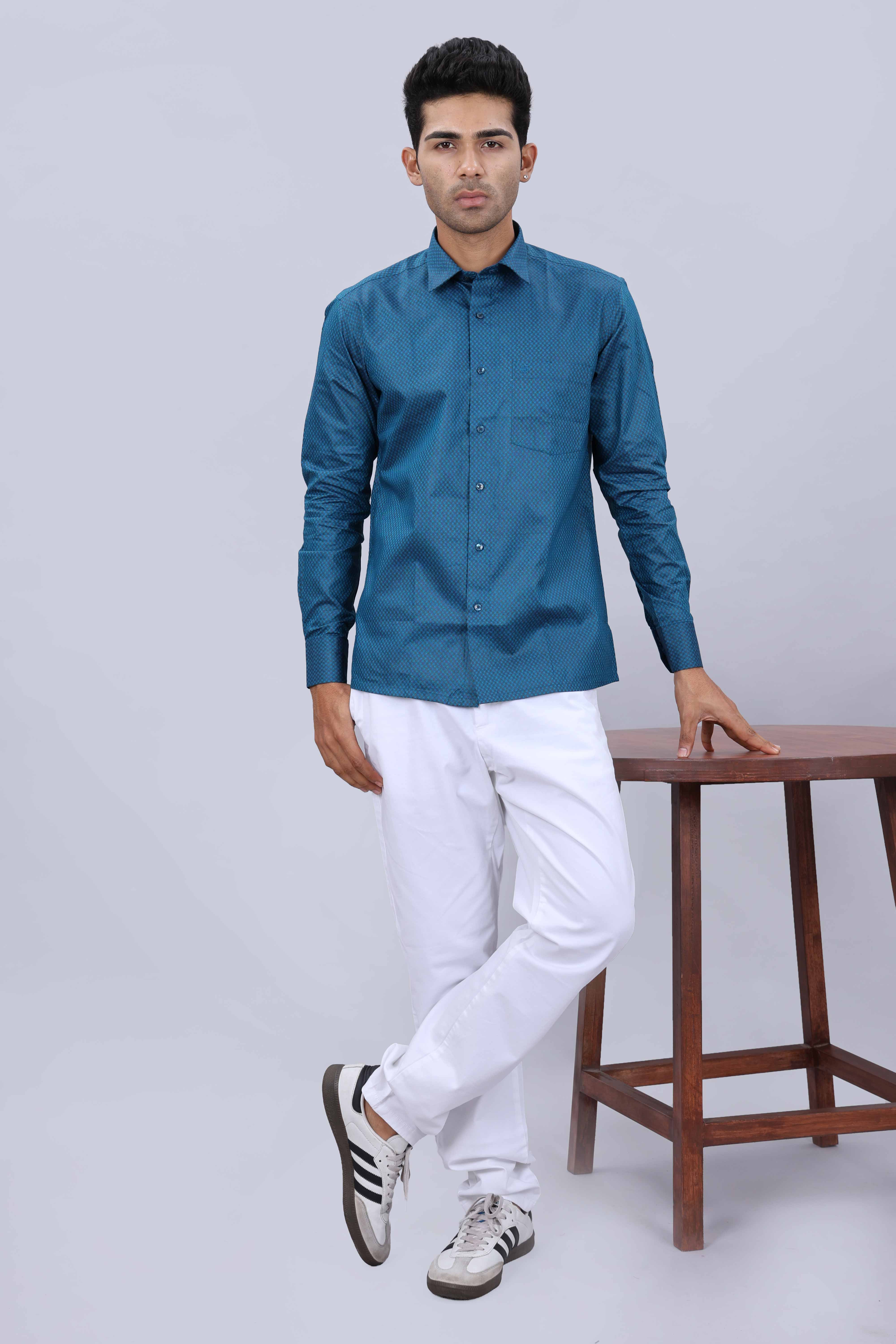 Dobby weave cotton shirt