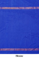 Elegant blue white ikkat saree