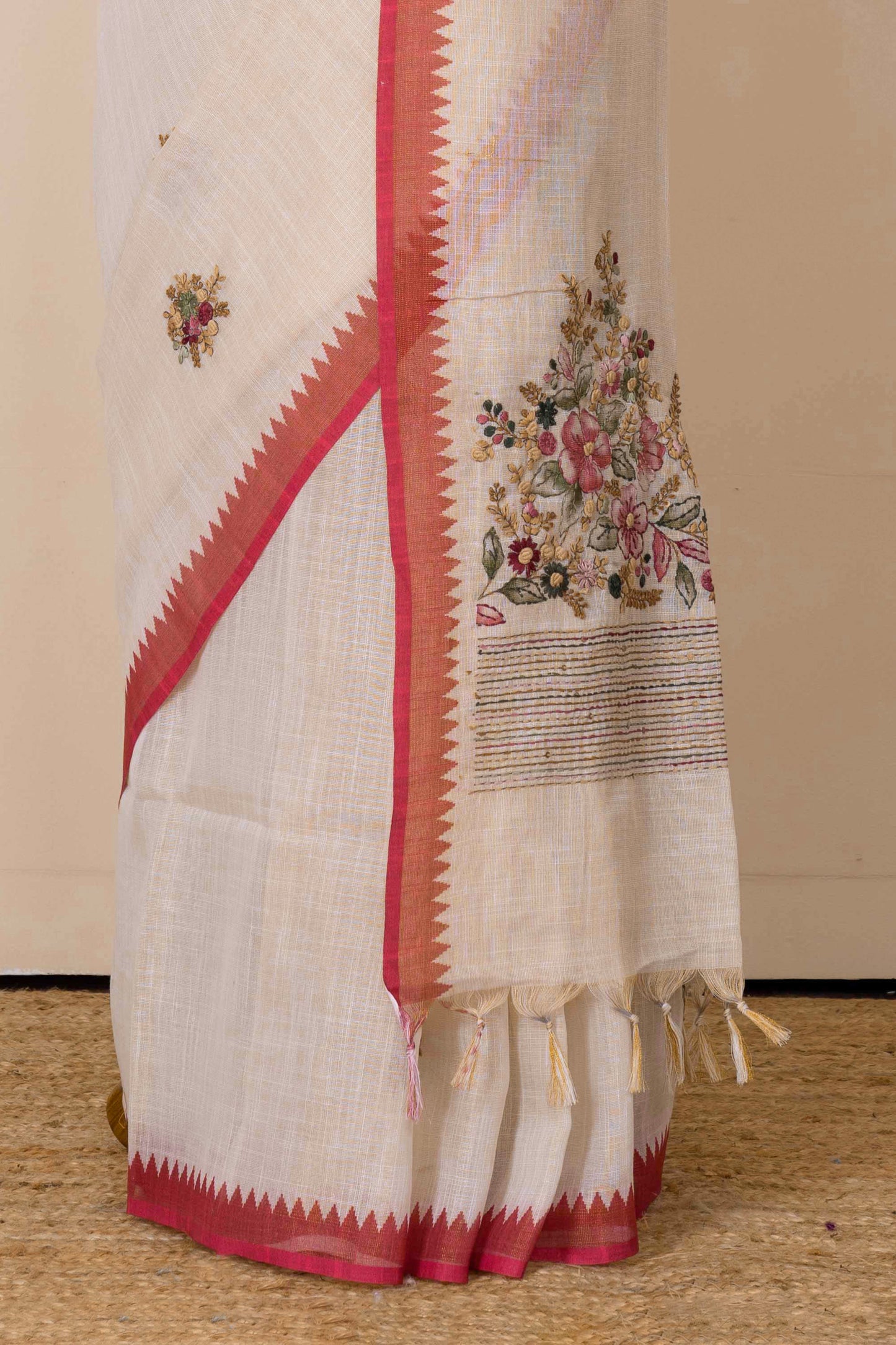 Elegant festive linen saree