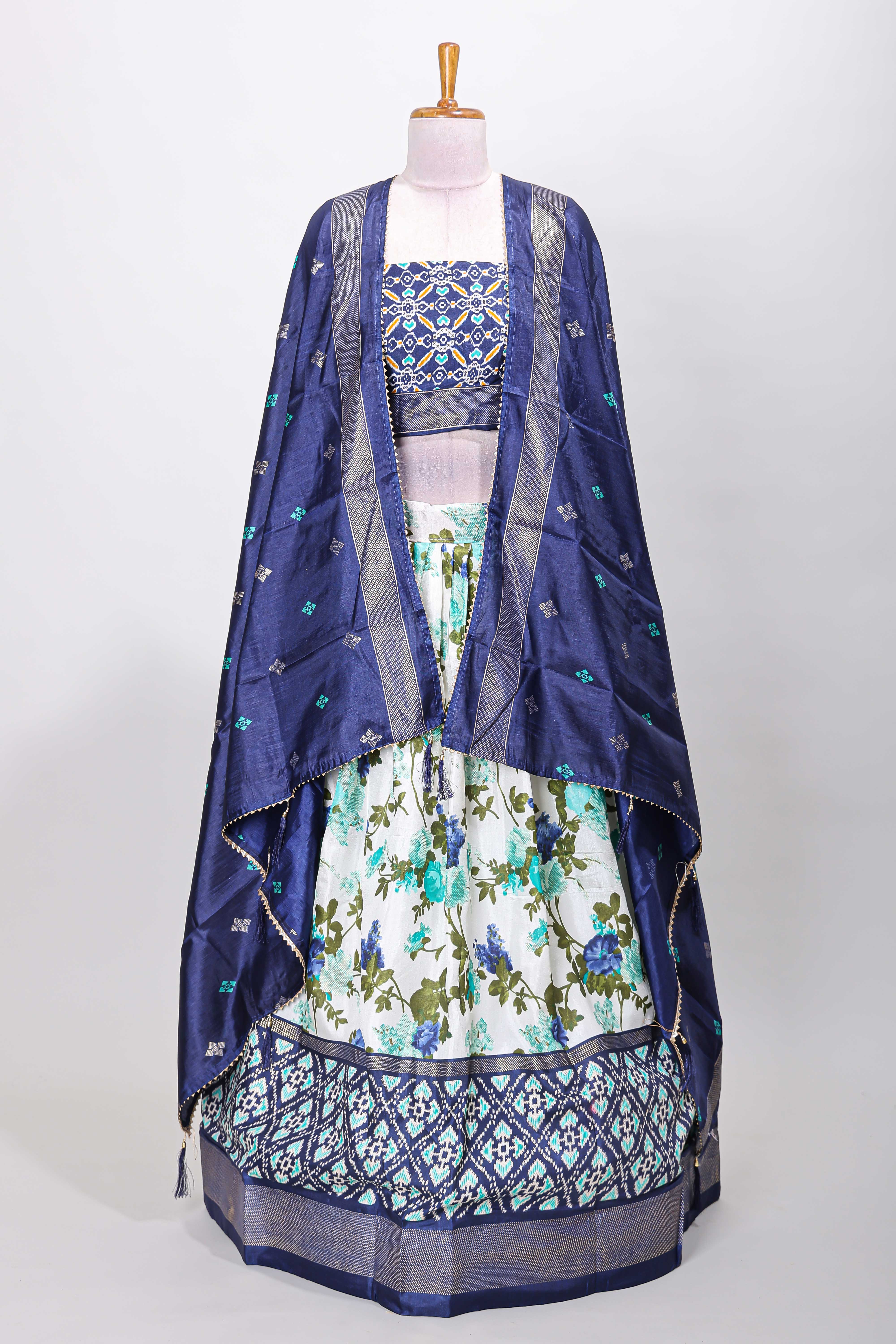 Elegant floral dhavani attire