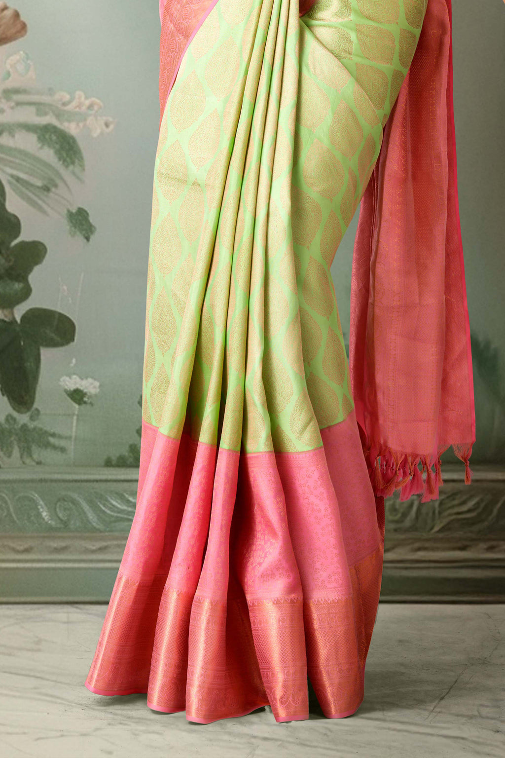 Elegant light green Kanchipuram silk saree
