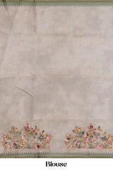 Elegant neutral linen saree