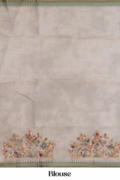 Elegant neutral linen saree