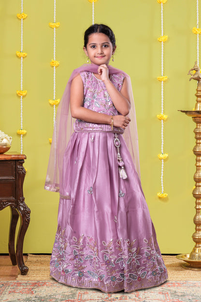 Elegant onion pink festive ensemble for girls