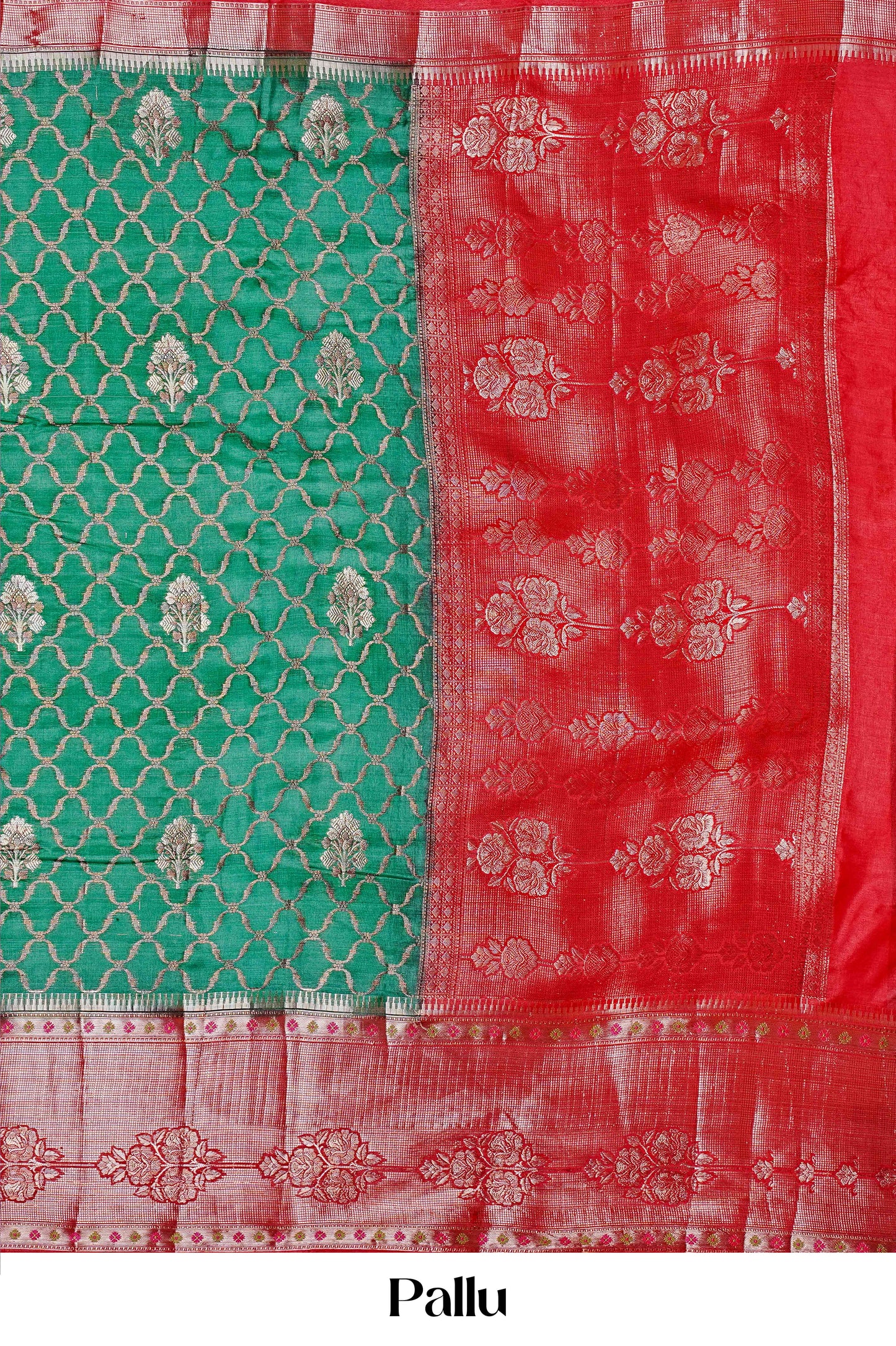 Emerald contrast border tussar silk saree
