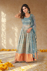Ethnic zari embroidered salwar suit set