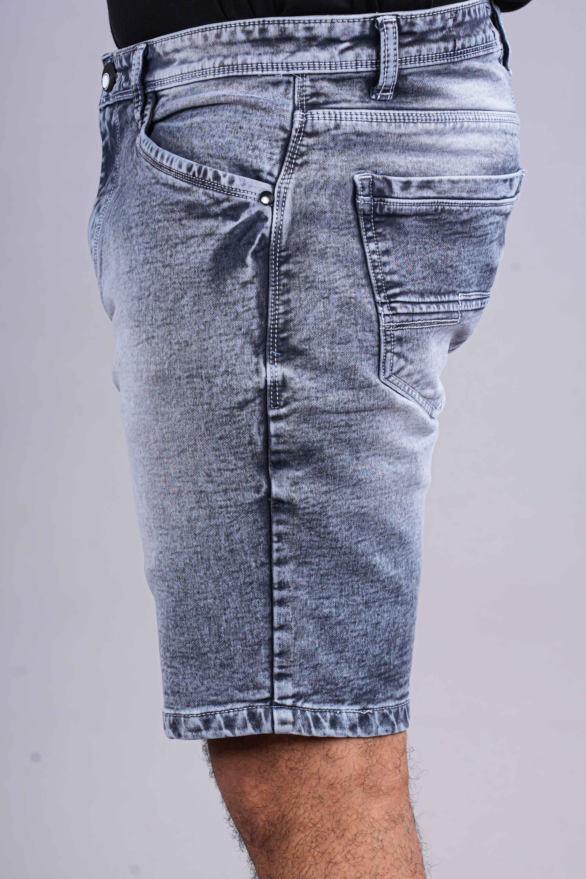 Faded grey denim shorts