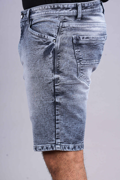 Faded grey denim shorts
