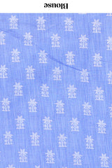 Festive blue linen cotton saree