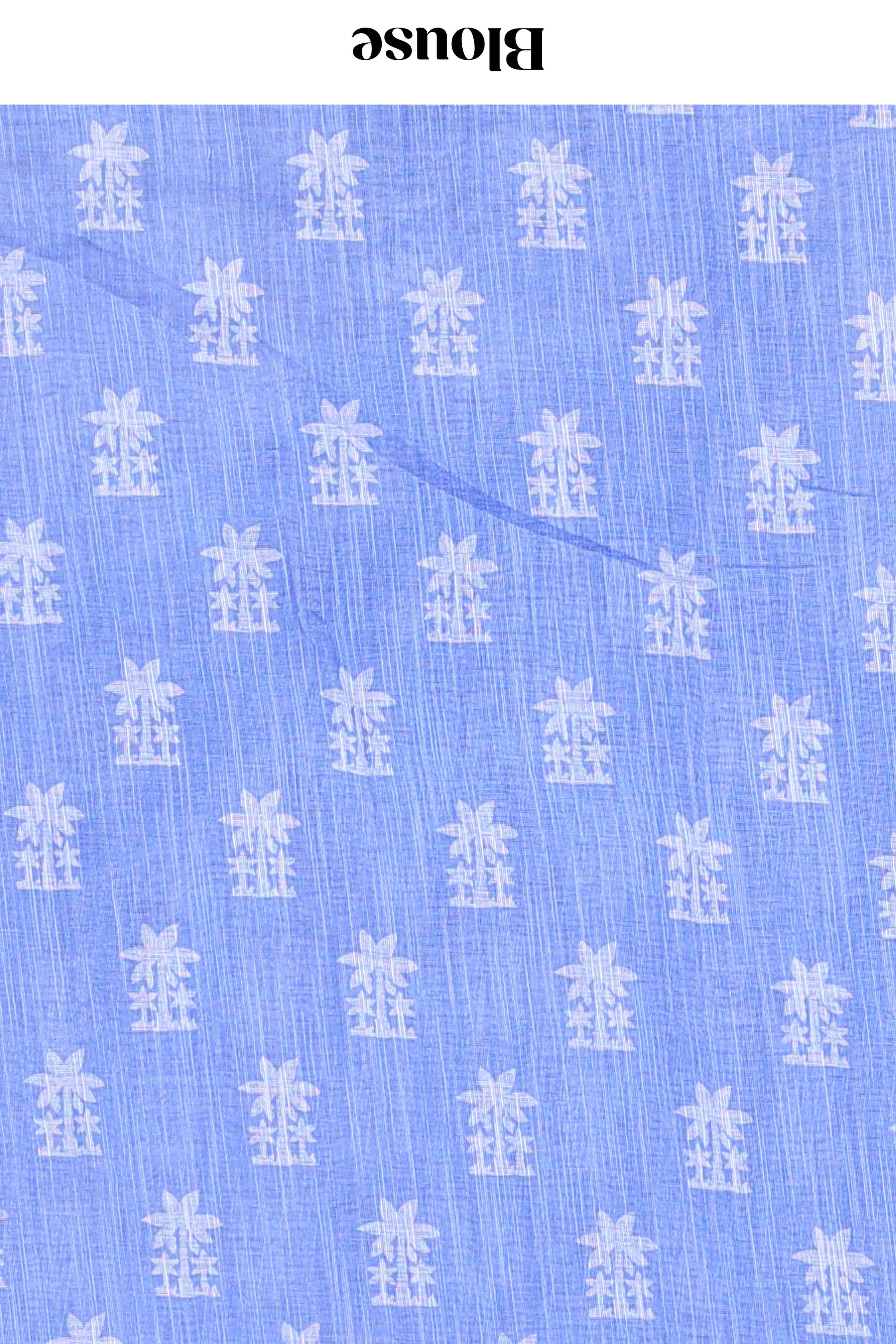 Festive blue linen cotton saree
