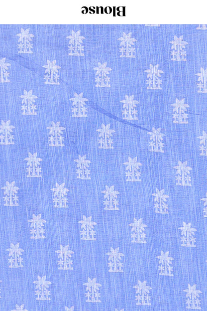 Festive blue linen cotton saree
