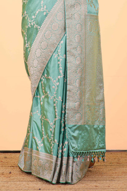 Festive green Banarasi silk