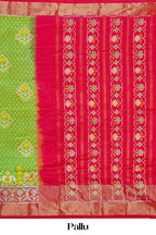 Festive green ikkat silk