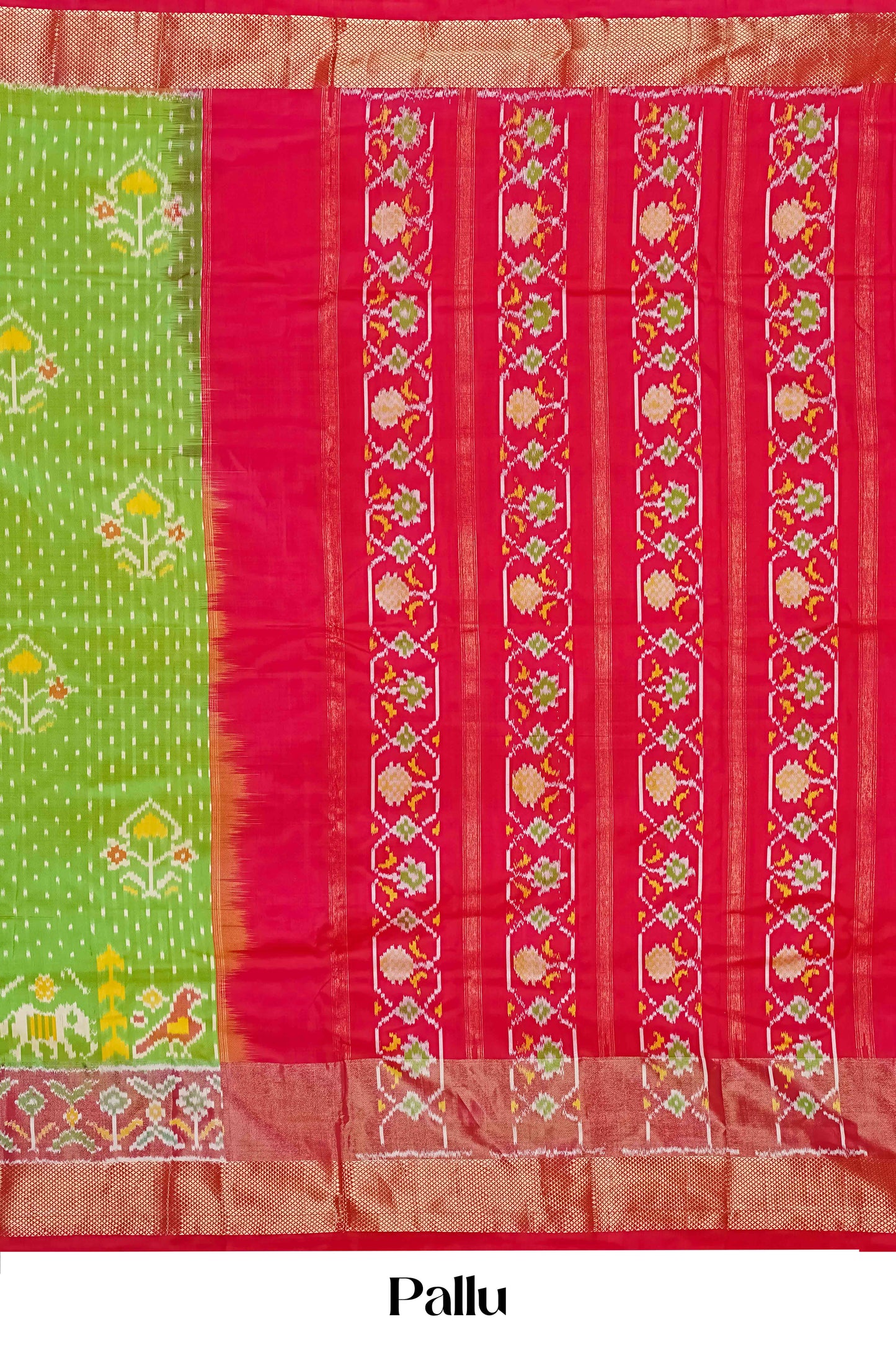 Festive green ikkat silk