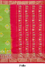 Festive green ikkat silk