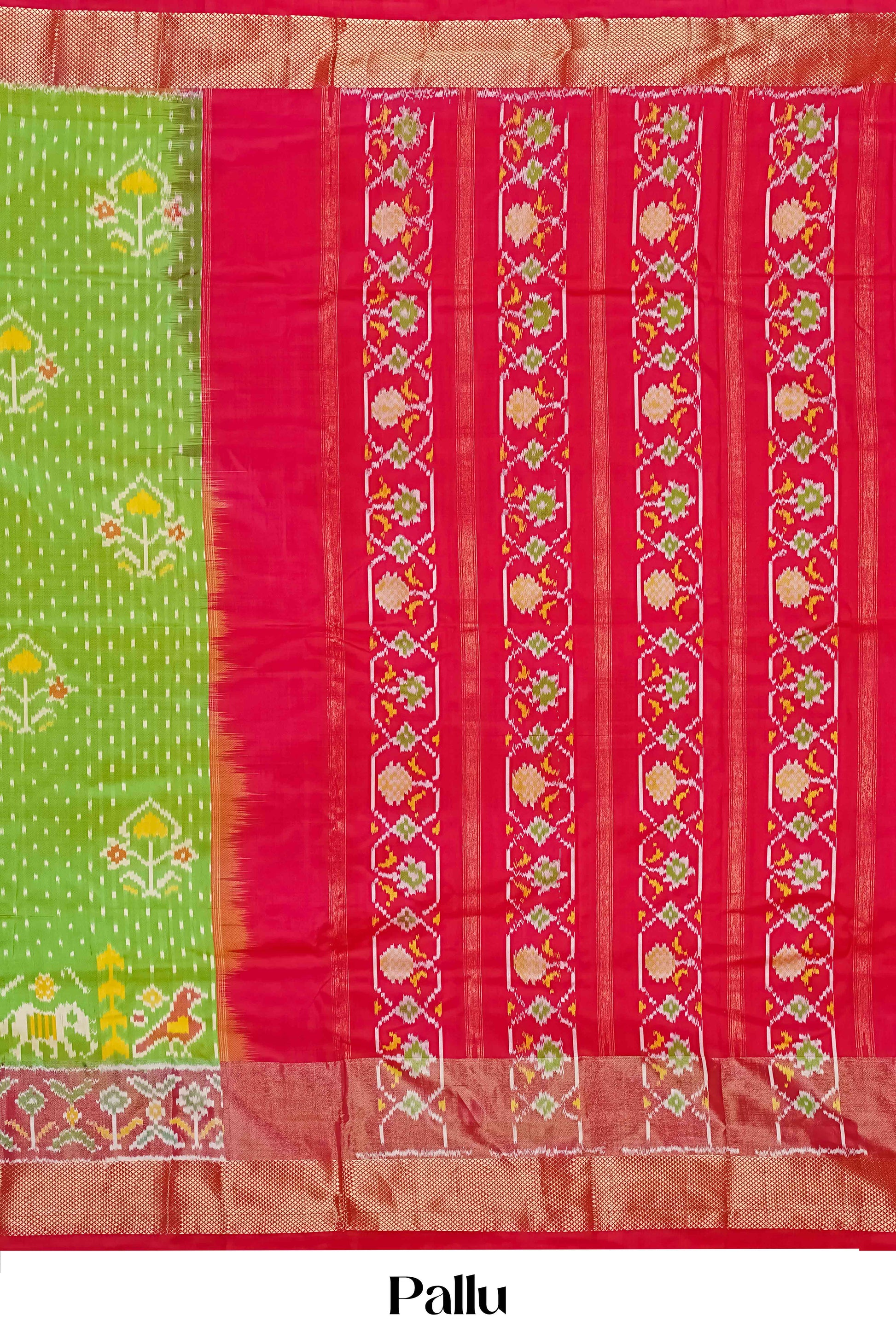 Festive green ikkat silk