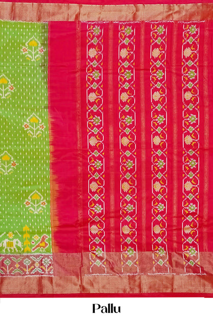 Festive green ikkat silk