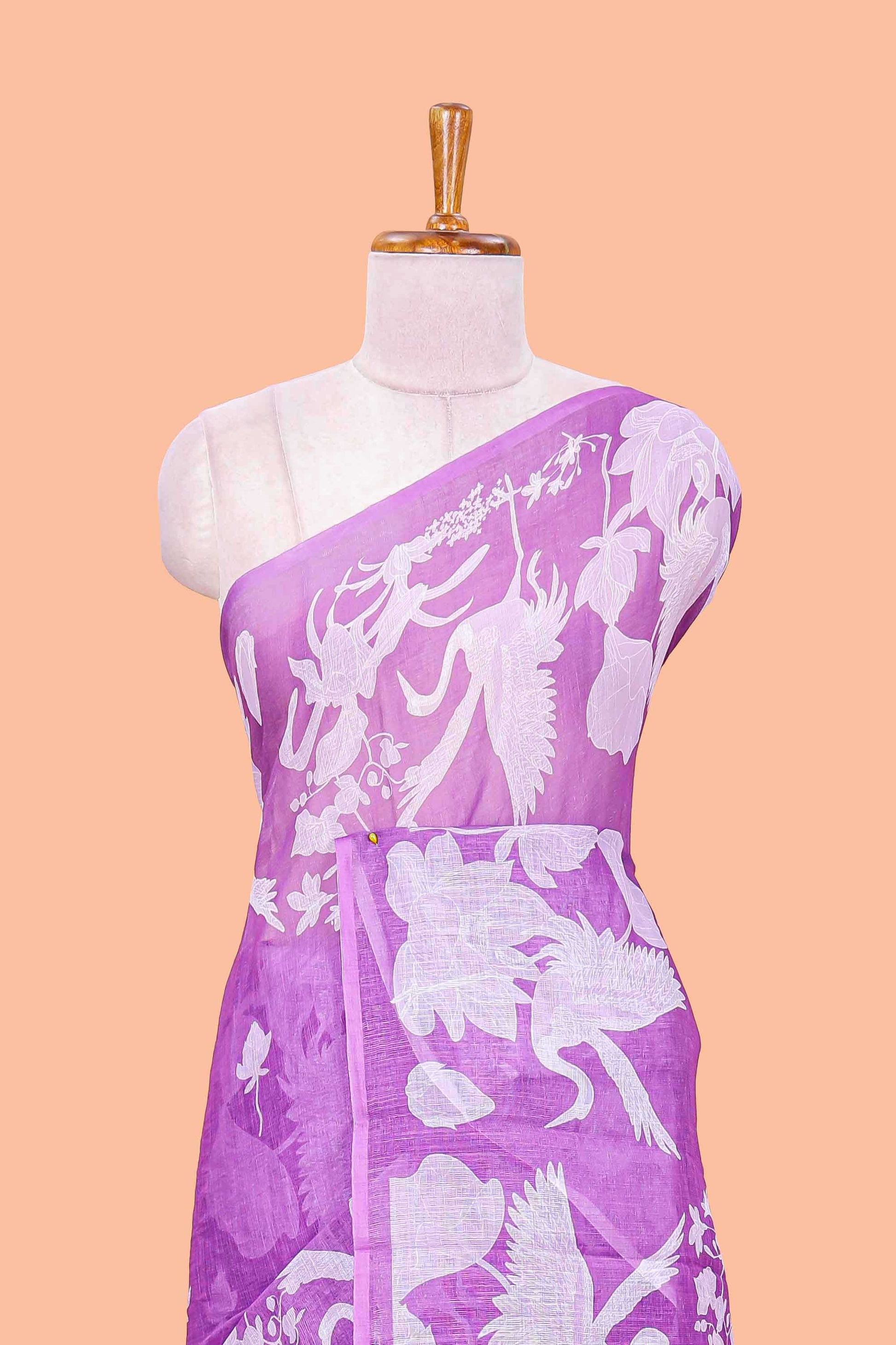 Festive lavender linen cotton sarees