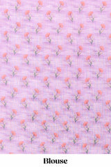Festive pink linen cotton saree