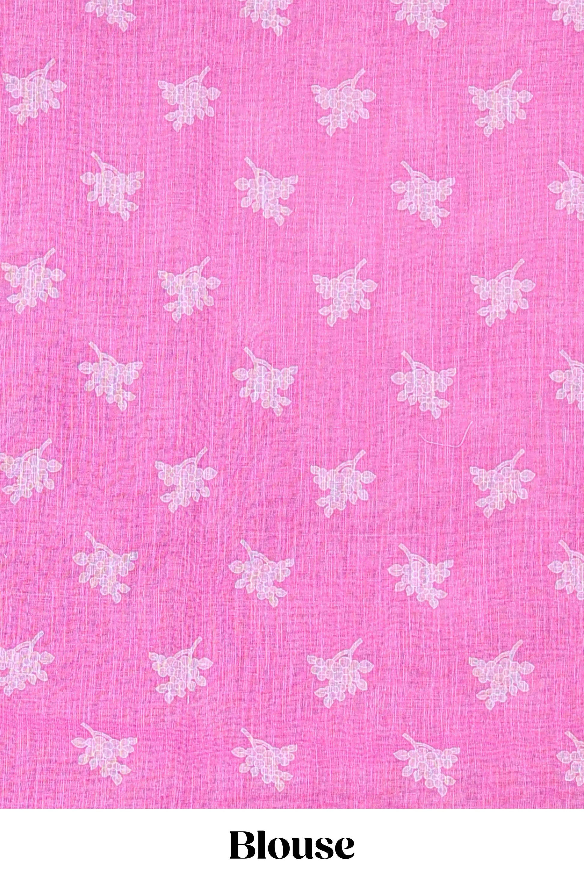 Festive purple linen cotton saree