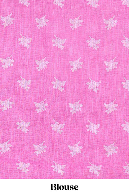 Festive purple linen cotton saree