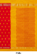 Festive red mustard ikkat silk