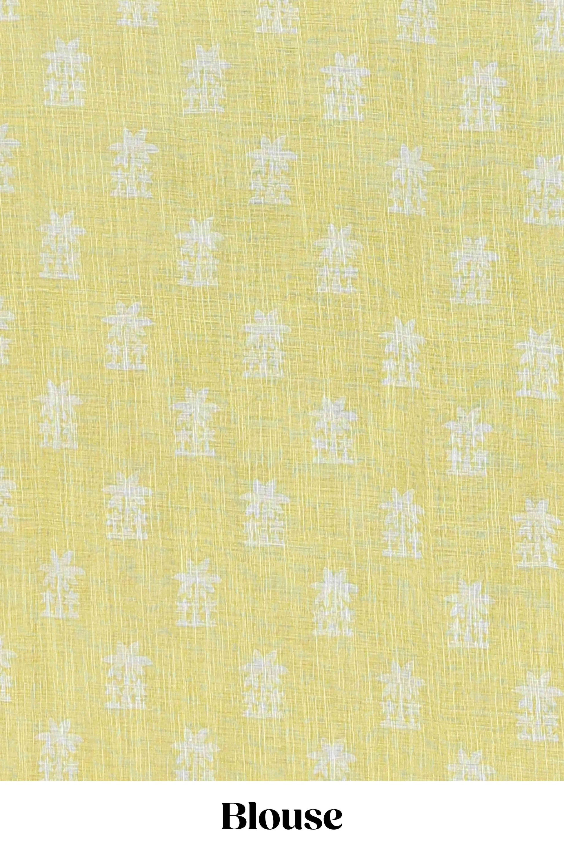 Festive yellow linen cotton saree