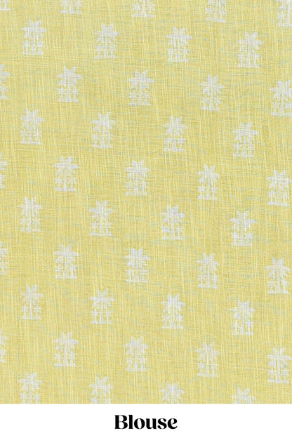Festive yellow linen cotton saree