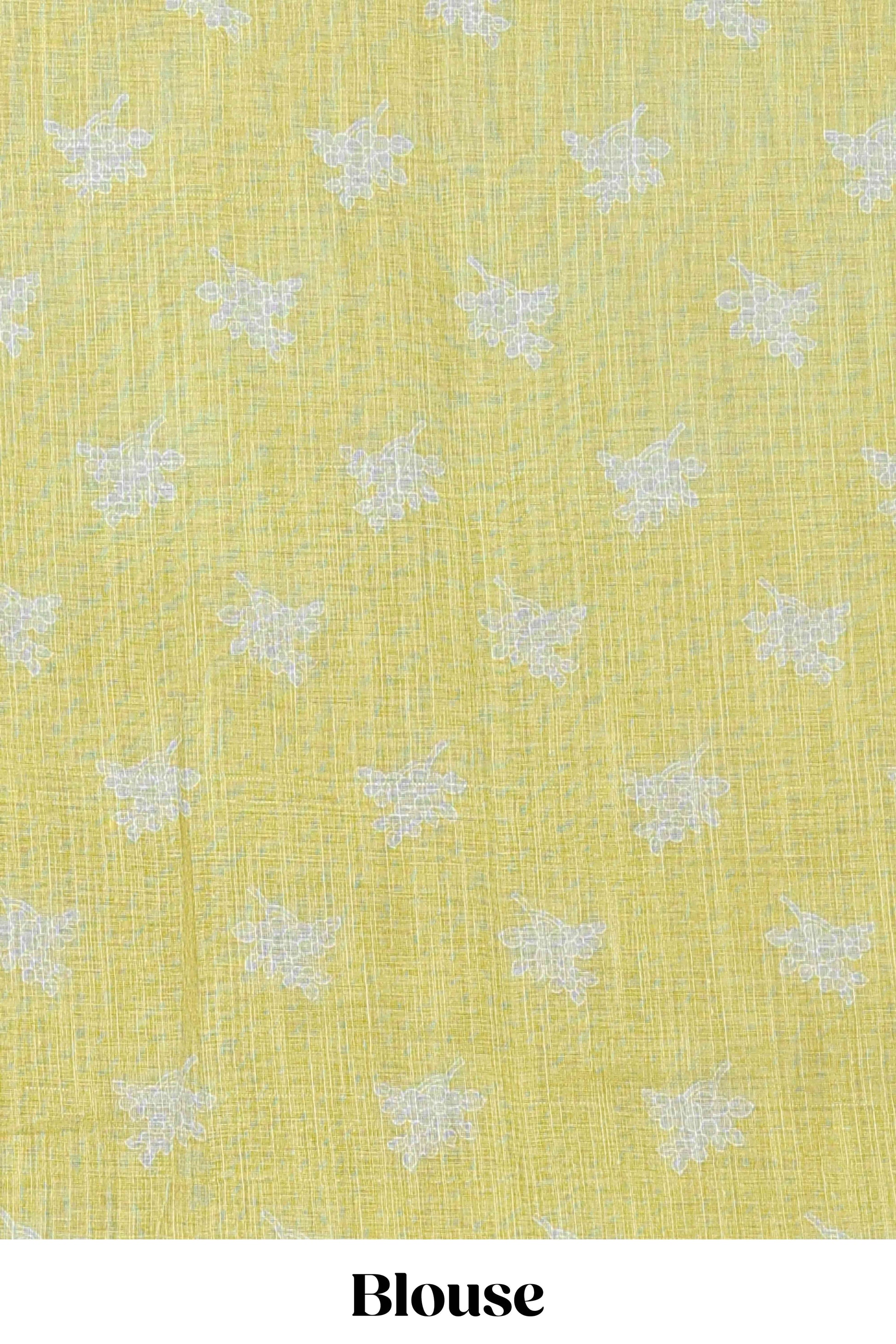 Festive yellow linen cotton sarees