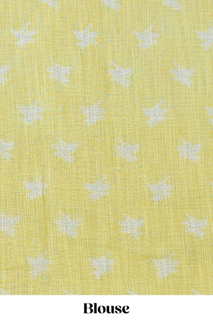 Festive yellow linen cotton sarees