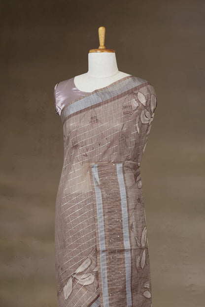 Floral blouse linen saree