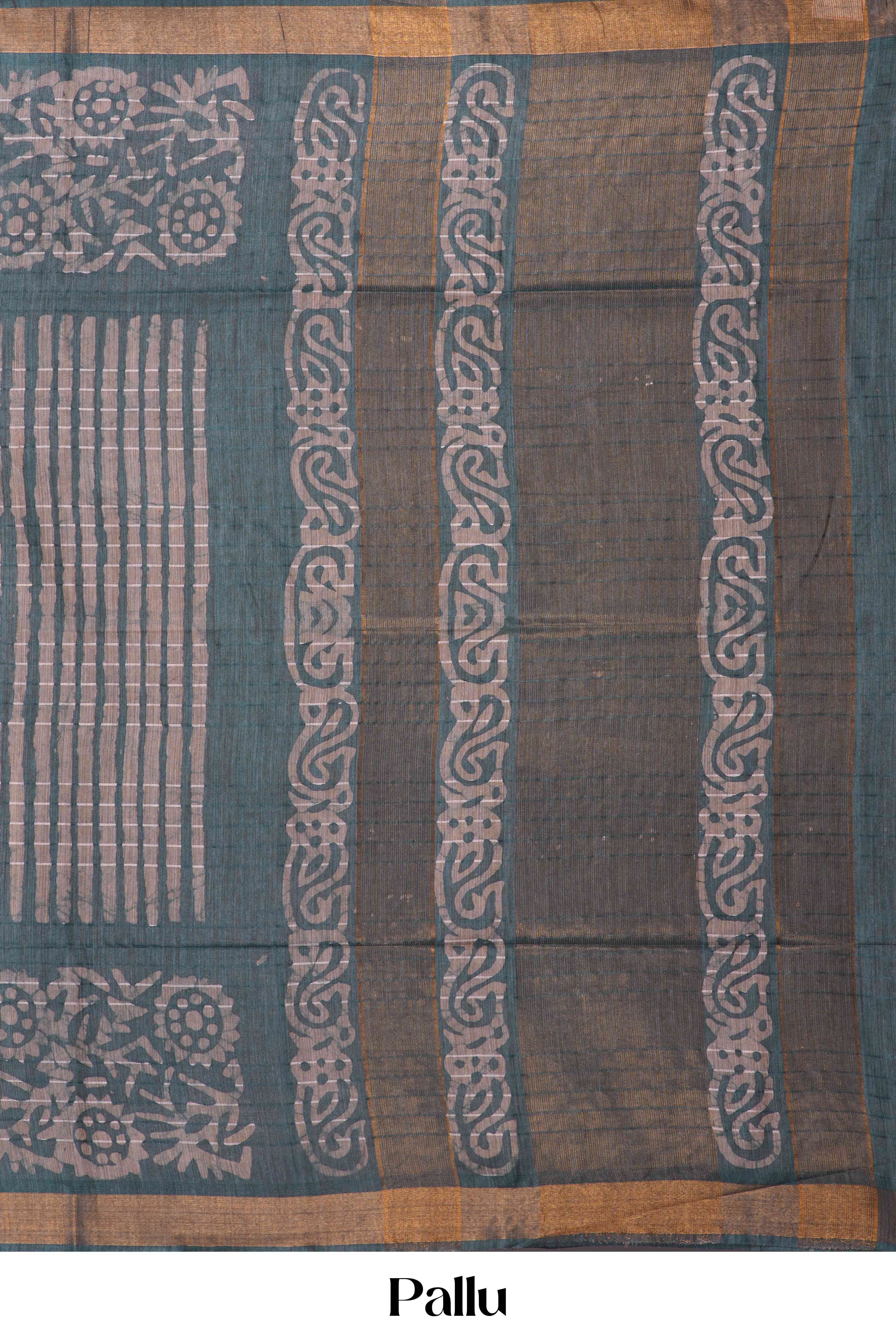  Floral body print Tussar Sarees