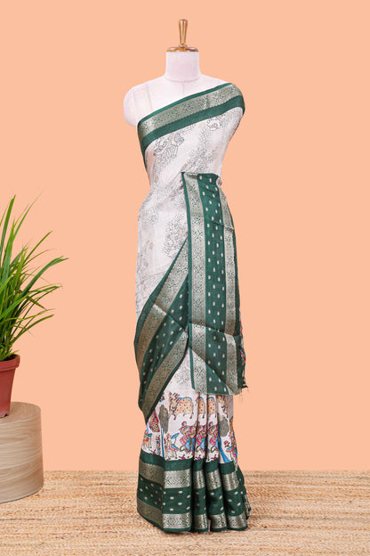 Floral crane kalamkari design