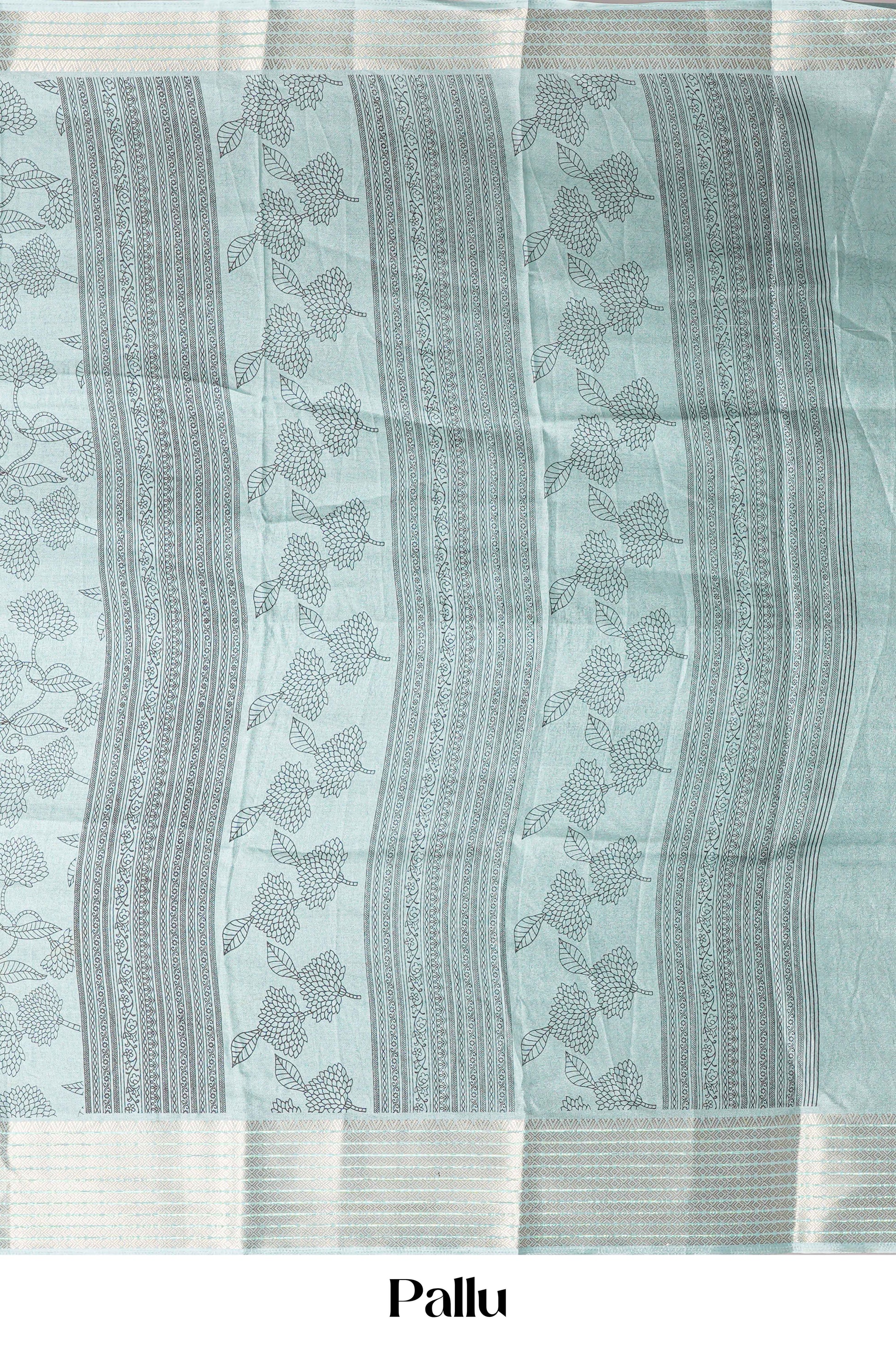 Floral design blue dupion saree